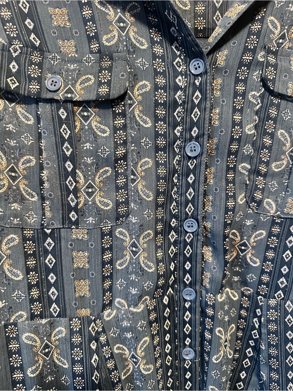 Lucky Brand Navy Patterned Long-Sleeve Shirt Dress - Picture 2 of 4